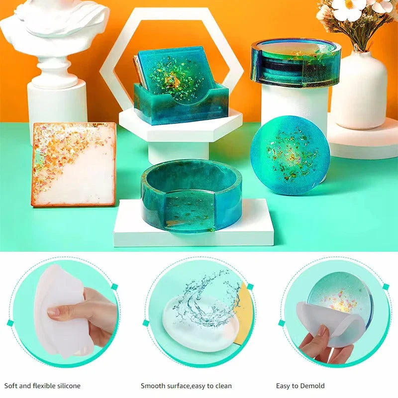 Creation Essential Silicone Molds Kit for Resin Jewelry Casting Making for Jewelry Making Pendant Earring Necklace Keychain DIY