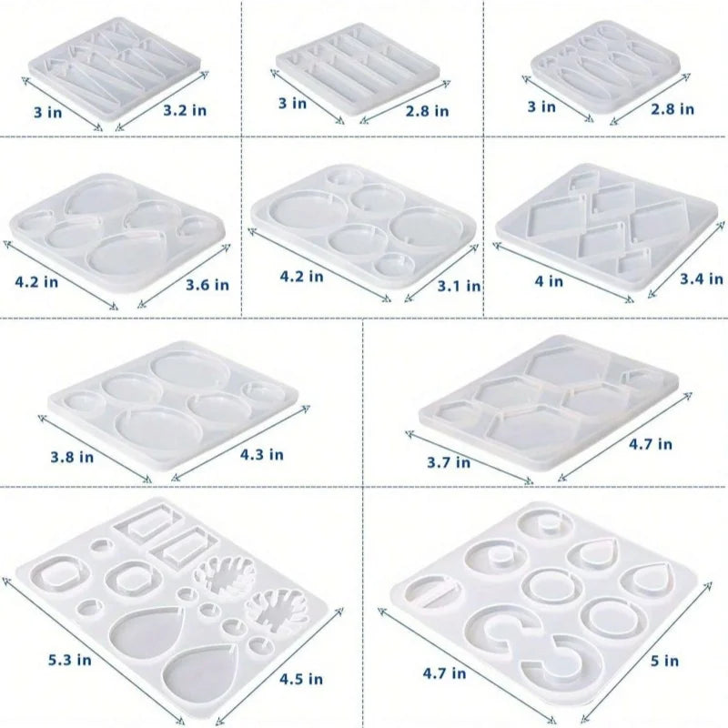 Resin Earring Molds 10PCS, Silicone Pendant Dangle Jewelry Making Set, DIY Craft Supplies for Women Girls, Gift Idea, BPA Free