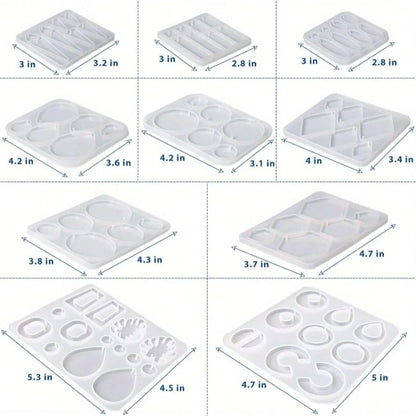 Resin Earring Molds 10PCS, Silicone Pendant Dangle Jewelry Making Set, DIY Craft Supplies for Women Girls, Gift Idea, BPA Free