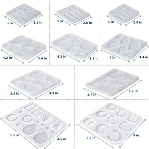 Resin Earring Molds 10PCS, Silicone Pendant Dangle Jewelry Making Set, DIY Craft Supplies for Women Girls, Gift Idea, BPA Free