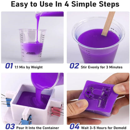 Silicone Mold Making Kit Super Elastic Molding Material for 3D, Resin, and Silicone Molds, 4H Fast Curing, 1:1 Easy Ratio