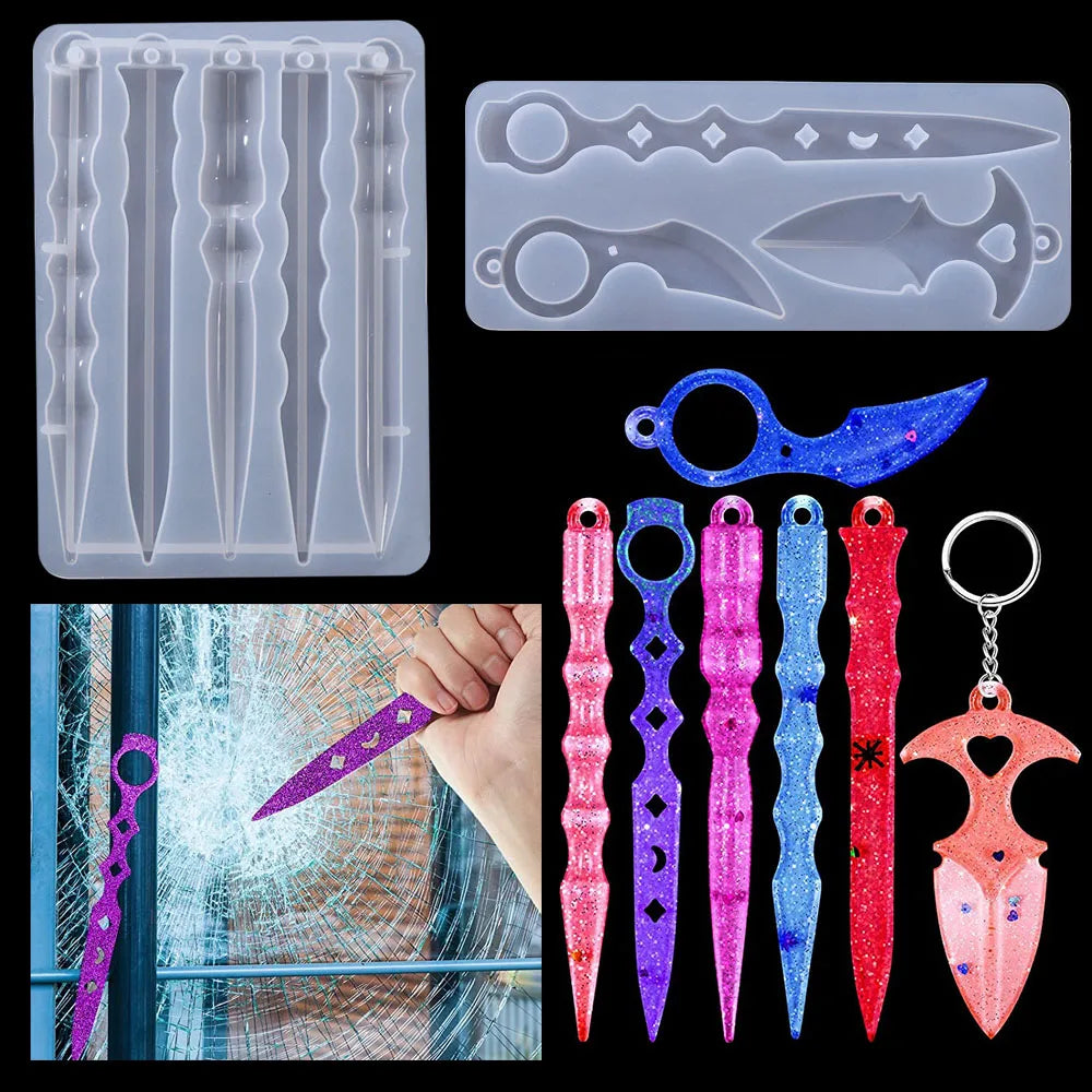 Silicone Mold Keychain Pendant Charm Set - For Epoxy Resin DIY Jewelry Making Custom Shape Design Craft Tool Kit Supplies