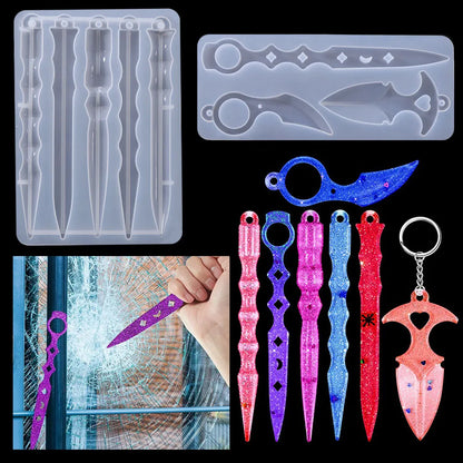 Silicone Mold Keychain Pendant Charm Set - For Epoxy Resin DIY Jewelry Making Custom Shape Design Craft Tool Kit Supplies