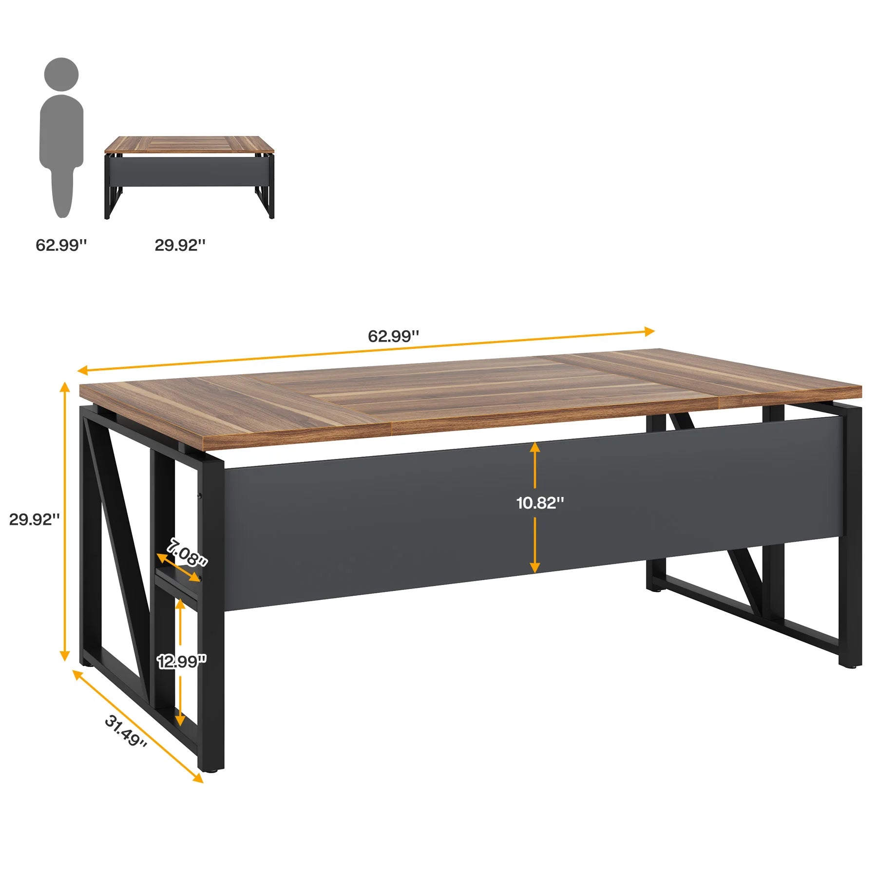 Tribesigns 63" Computer Desk with Bottom Storage Shelf Home Office Desk Writing Table for Workstation, Cabinet not Included