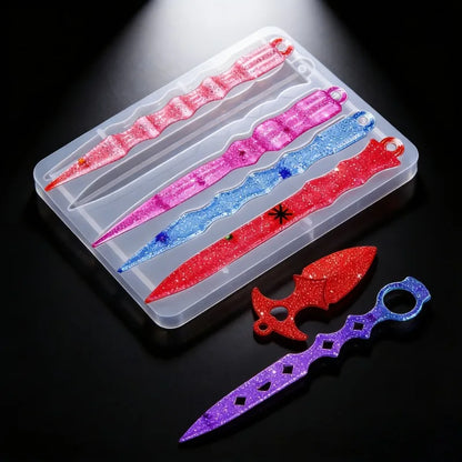 Silicone Mold Keychain Pendant Charm Set - For Epoxy Resin DIY Jewelry Making Custom Shape Design Craft Tool Kit Supplies
