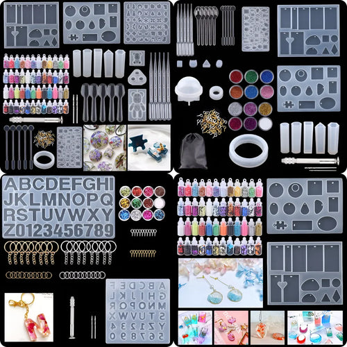 Creation Essential Silicone Molds Kit for Resin Jewelry Casting Making for Jewelry Making Pendant Earring Necklace Keychain DIY